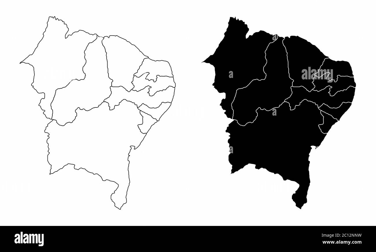 Cartes du nord-est du Brésil Illustration de Vecteur