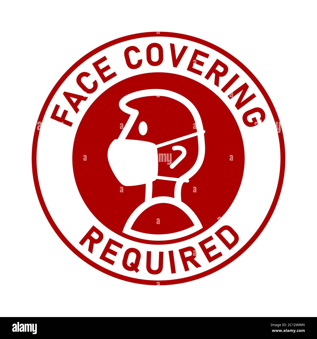 Couverture du visage requise ou absence de masque de visage pas d'entrée autocollant rond. Image vectorielle. Illustration de Vecteur