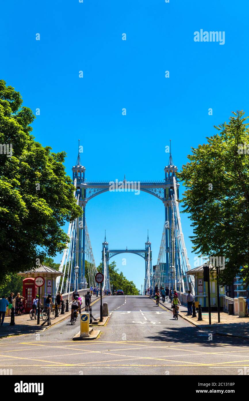 Albert Bridge à Chelsea, Londres, Royaume-Uni Banque D'Images