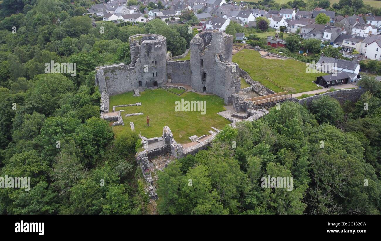 Vue aérienne du château de Cilgerran, Cilgerran, près de Cardigan, Pembrokeshire Wales UK Banque D'Images