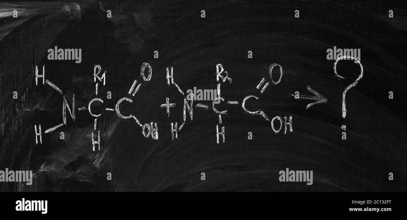 La formule de l'acide aminé écrit au tableau Banque D'Images