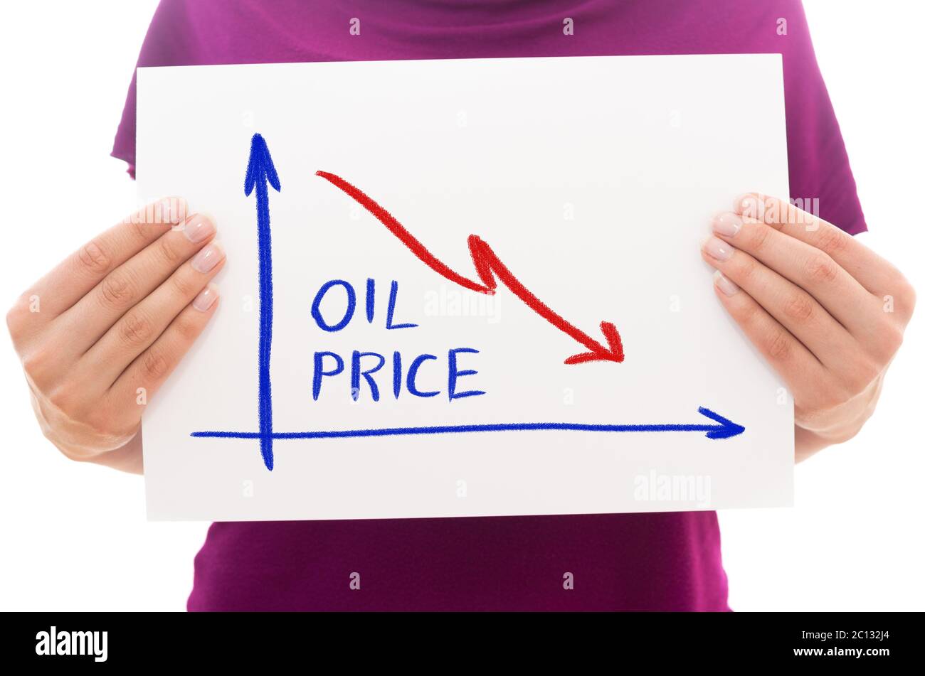 Girl holding feuille de papier blanc avec une illustration d'huile : Banque D'Images