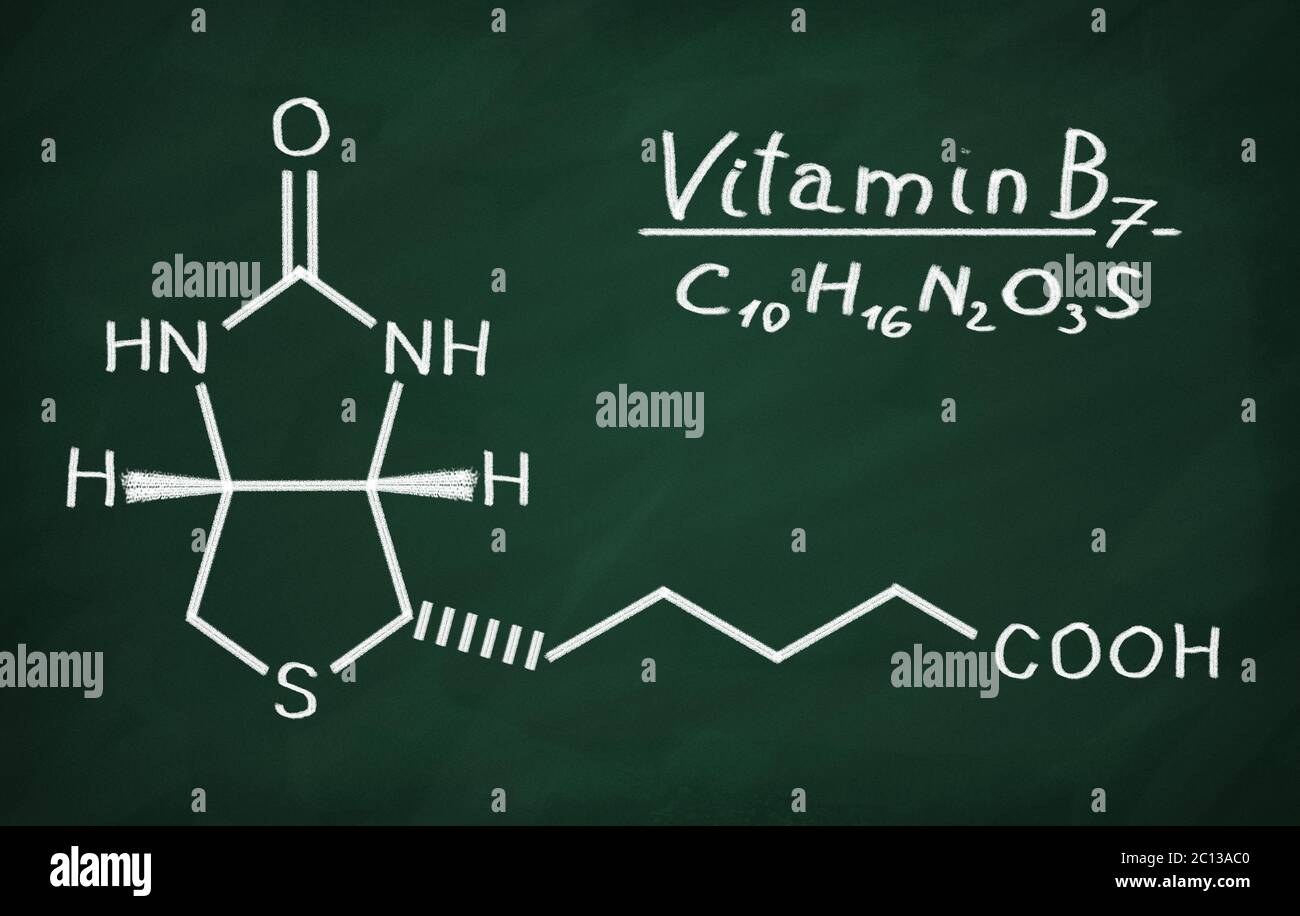 Modèle structural de la vitamine B6 (biotine) sur le tableau noir ...