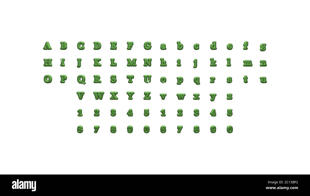 Ensemble complet de lettres anglaises dans les illustrations 3D séparées sur deux côtés pour faire correspondre les perspectives, les lumières et les ombres pour des combinaisons réalistes sur fond blanc Banque D'Images