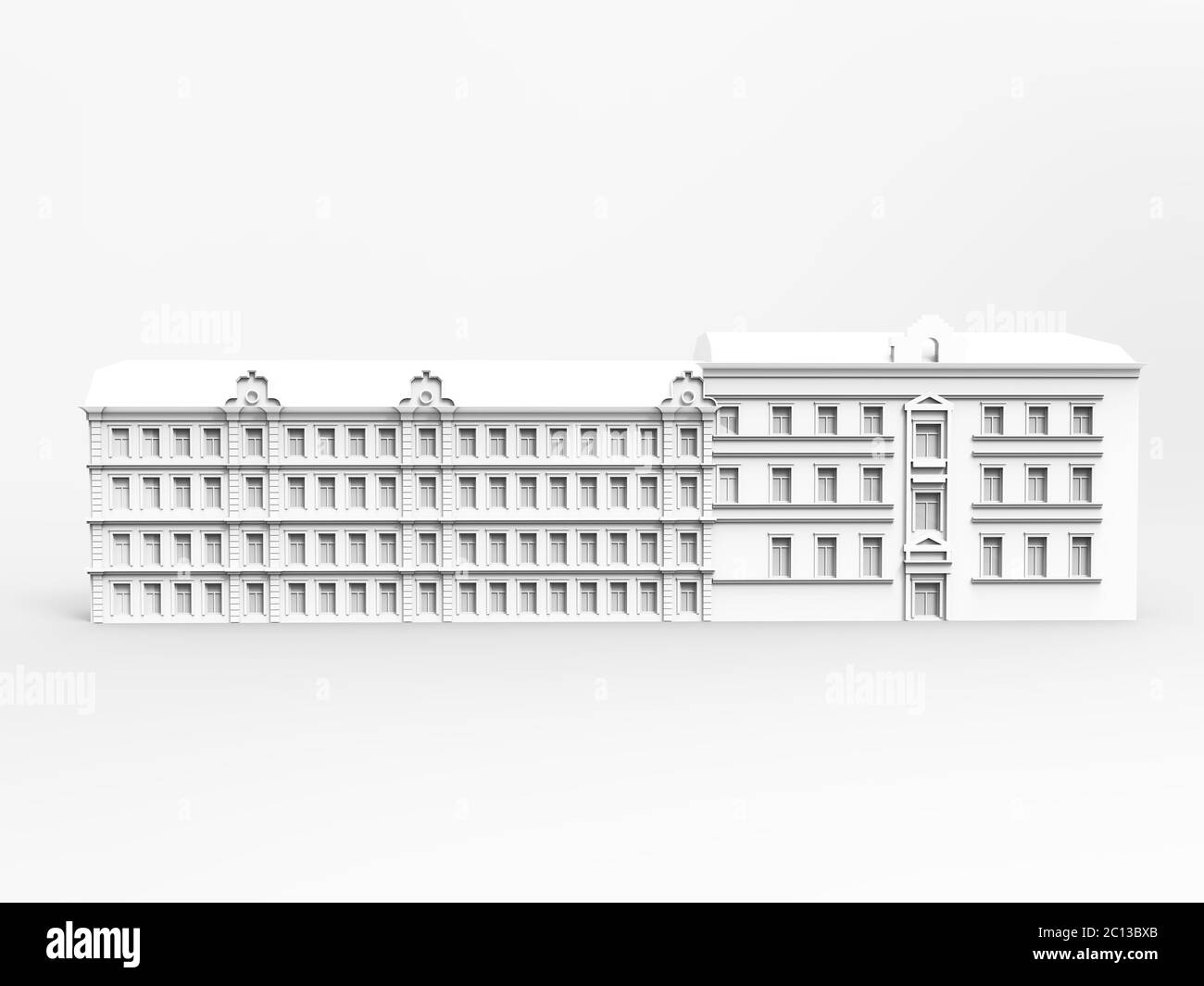 Façade d'architecture et fenêtres de l'ancien bâtiment classique de style Renaissance, illustration 3d Banque D'Images