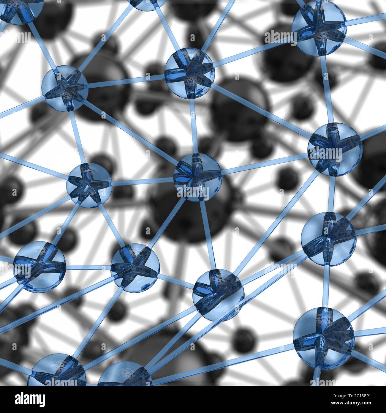 Verre bleu Molecular géométrique chaos structure abstraite. Science technologie réseau connexion hi-tech arrière-plan 3d rendu i Banque D'Images