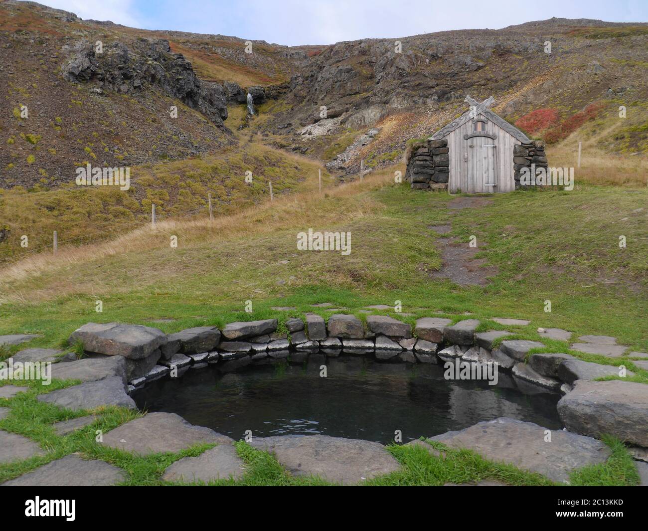 Piscine géothermique à laugar en Islande Banque D'Images