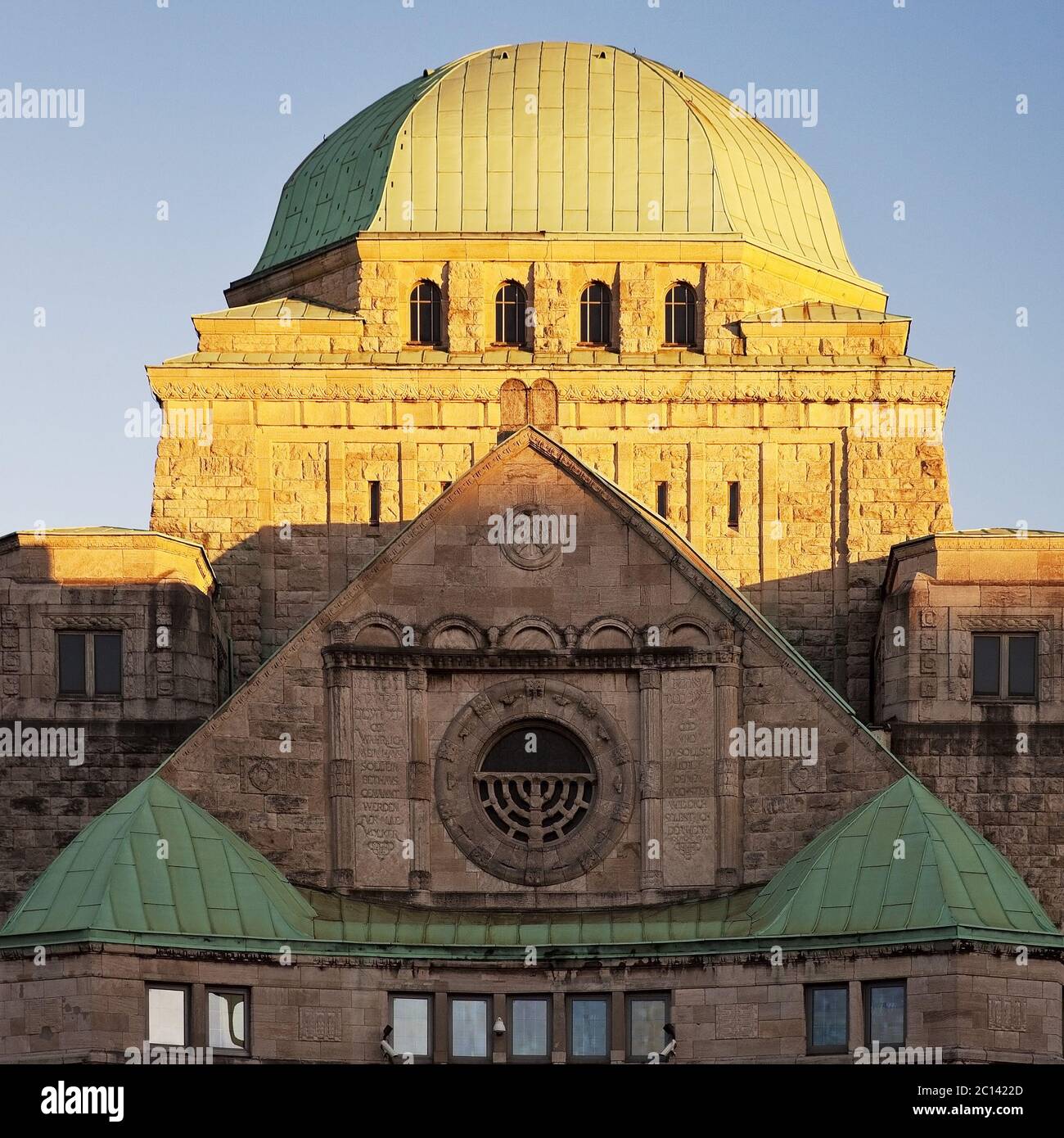 Vieux synagouge de Essen dans soleil du soir, Essen, Rhénanie du Nord-Westphalie, Allemagne, Europe Banque D'Images