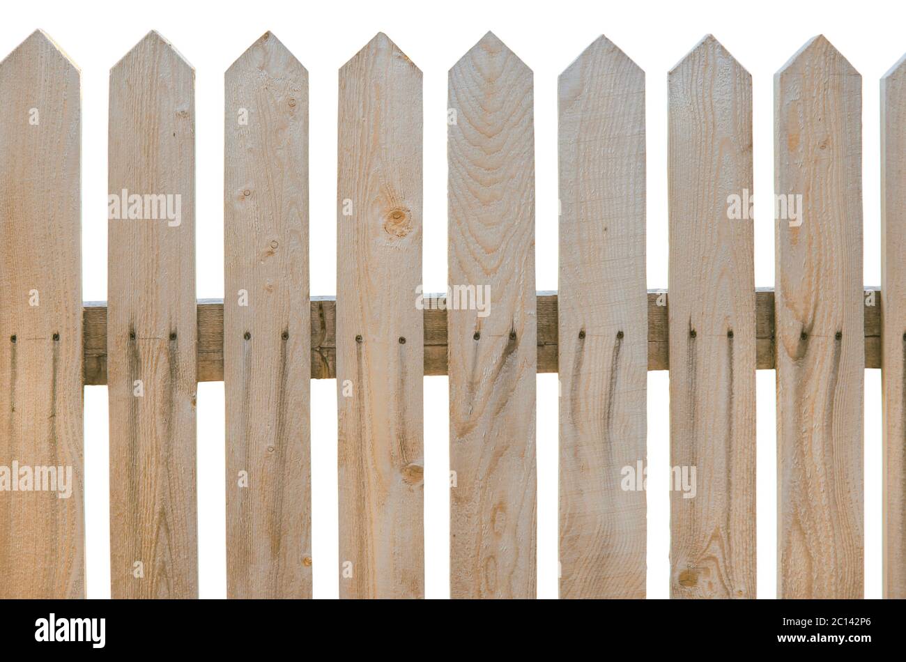 Clôture en bois isolée sur fond blanc Banque D'Images