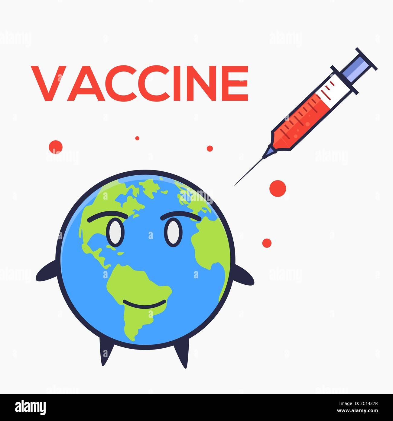 Illustration du vecteur d'injection de la terre et du vaccin. Illustration vectorielle de style dessin animé plat Illustration de Vecteur