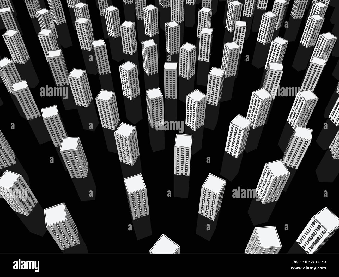 de nombreuses maisons blanches ou immeubles d'appartements se tenant sur un sol blanc Illustration de Vecteur