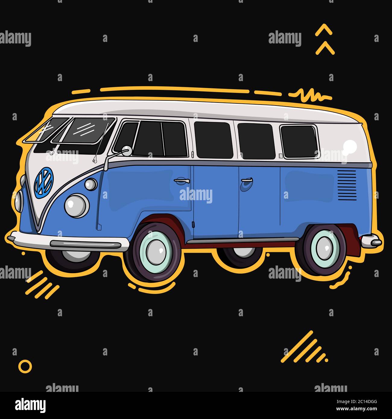 Illustration bleue volkswagen car Vector Illustration de Vecteur