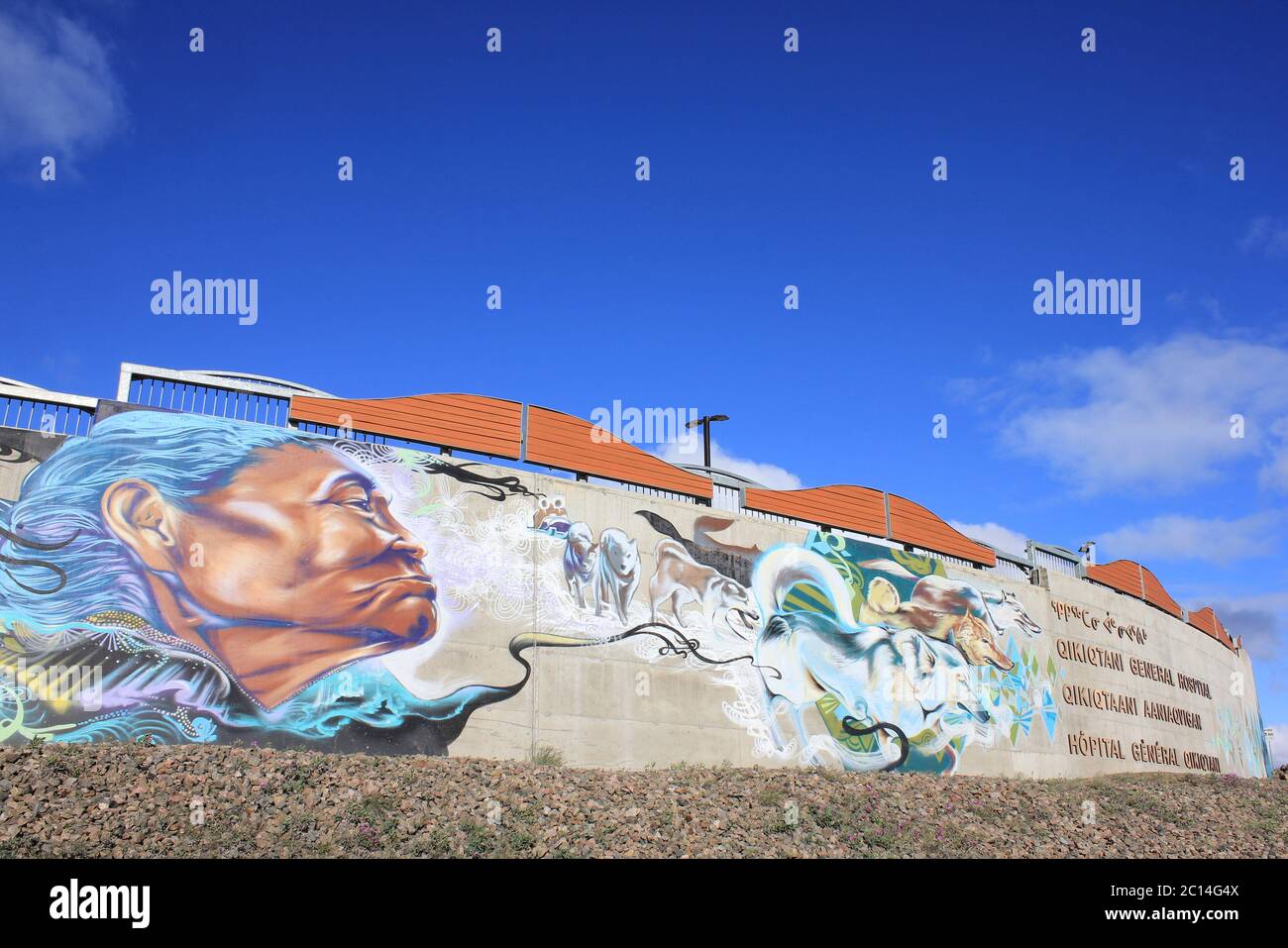 Art inuit à l'Hôpital général de Qikiqtani, Iqaluit, Île de Baffin, Nunavut, Canada Banque D'Images