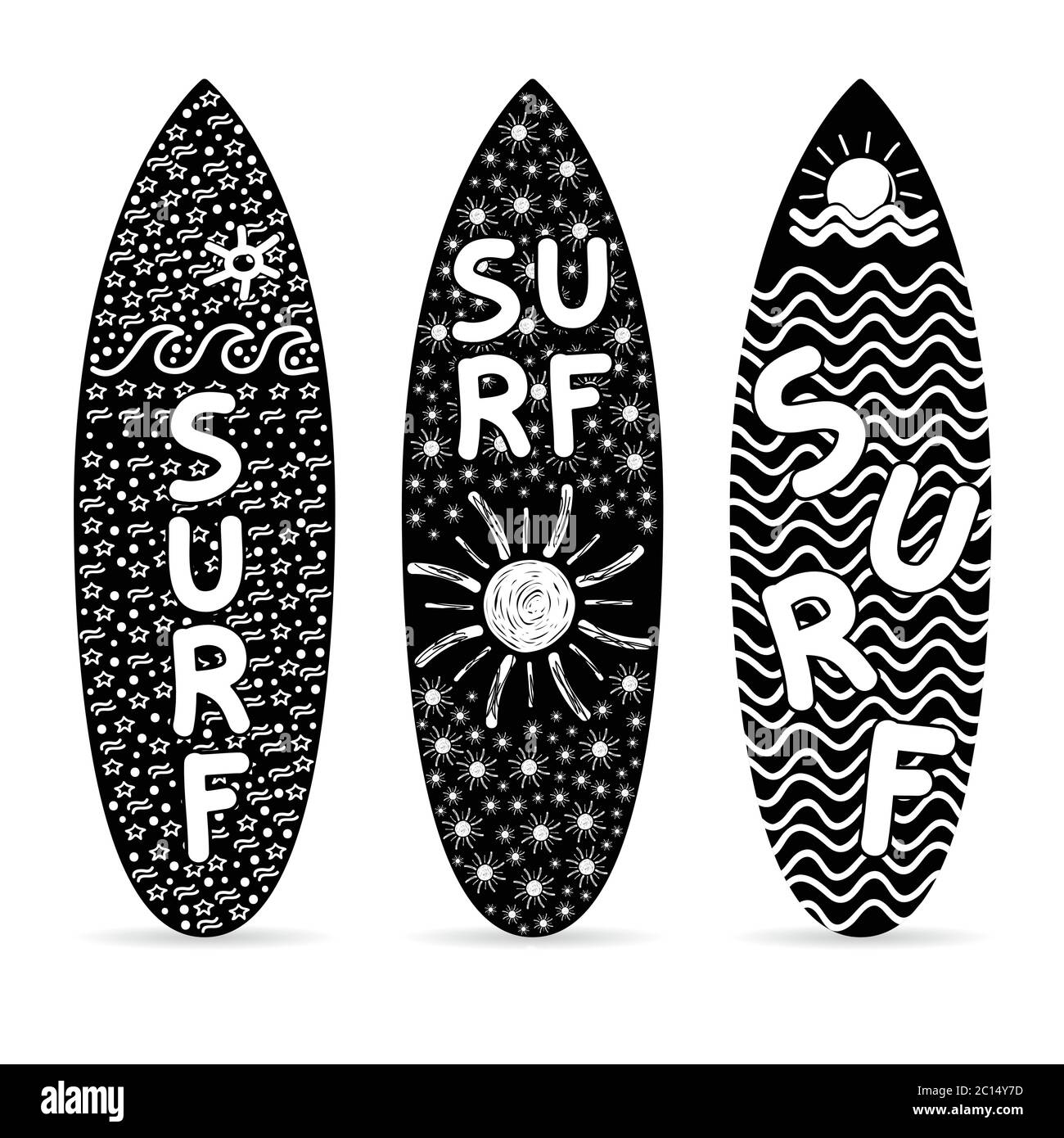 ensemble de planches de surf avec symbole de surf sur l'illustration d'art informatique Illustration de Vecteur