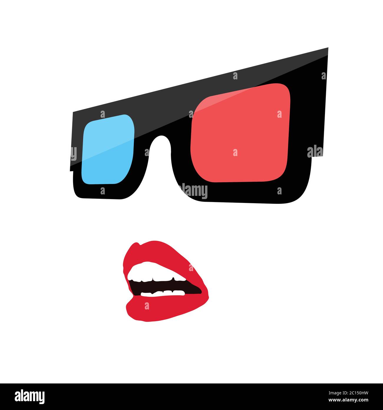visage de femme avec lunettes 3d illustration Illustration de Vecteur