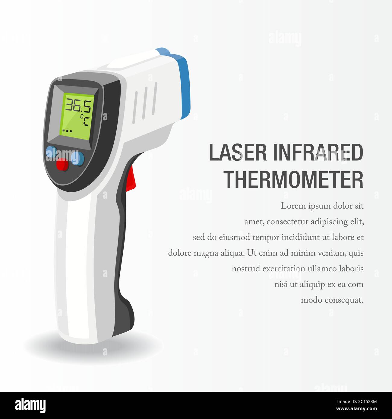 Illustration vectorielle d'un thermomètre infrarouge. Convient aux éléments de conception d'équipements de santé pour vérifier la température corporelle d'un patient pendant une fièvre Illustration de Vecteur