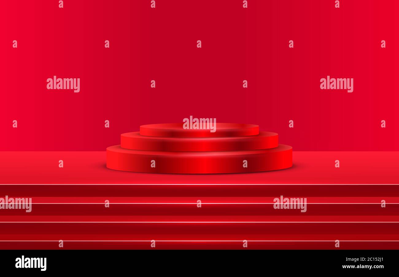 podium rouge sur la scène rouge Illustration de Vecteur
