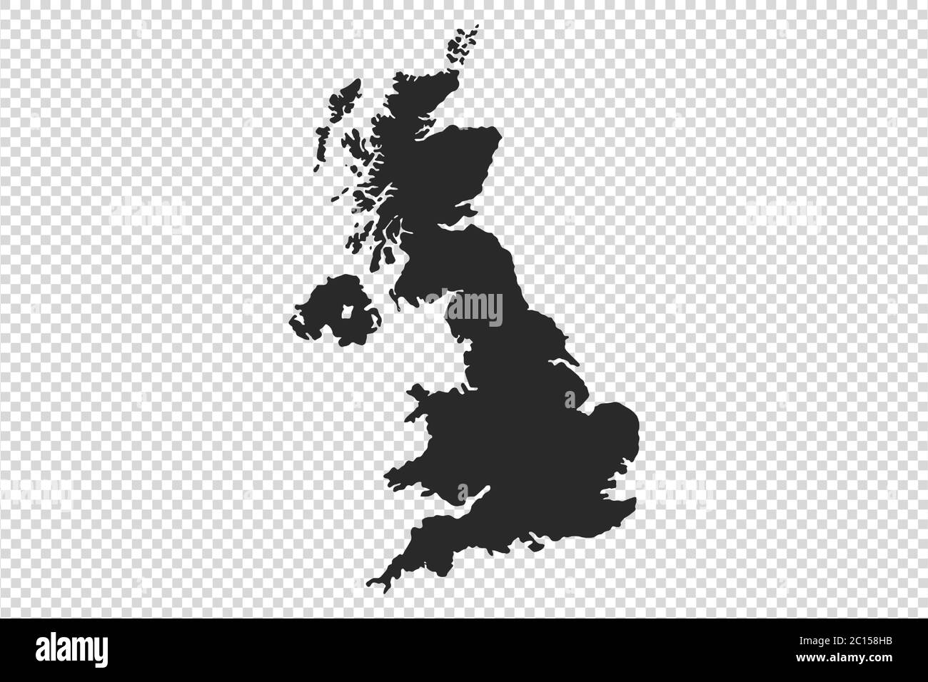 Carte du Royaume-Uni ou de l'Angleterre avec un ton gris sur fond png