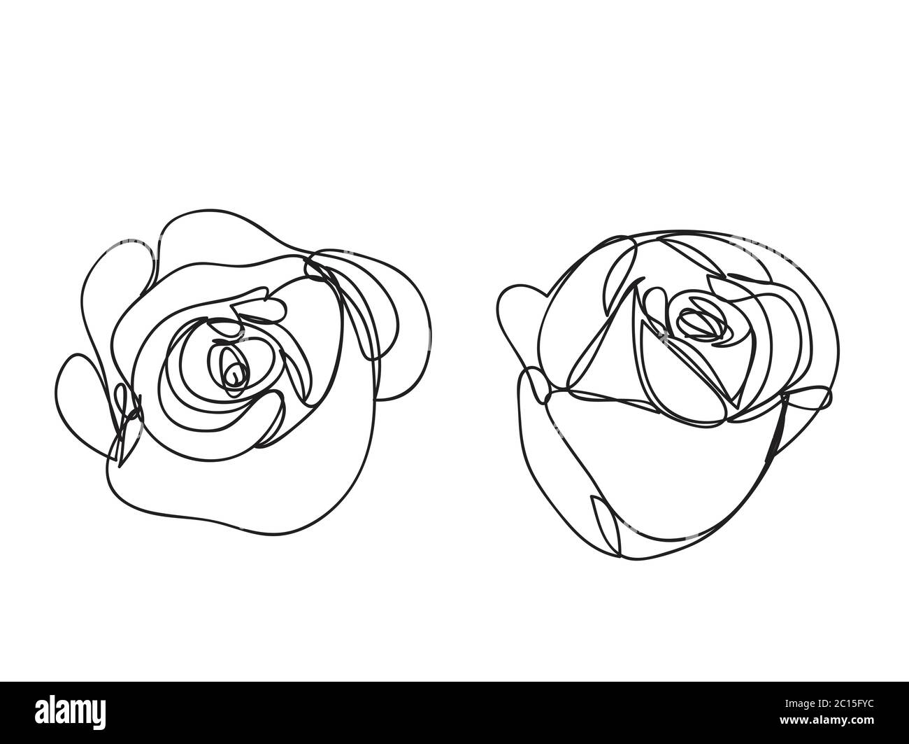 Fleur rose, style de dessin au trait, design artistique Illustration de Vecteur