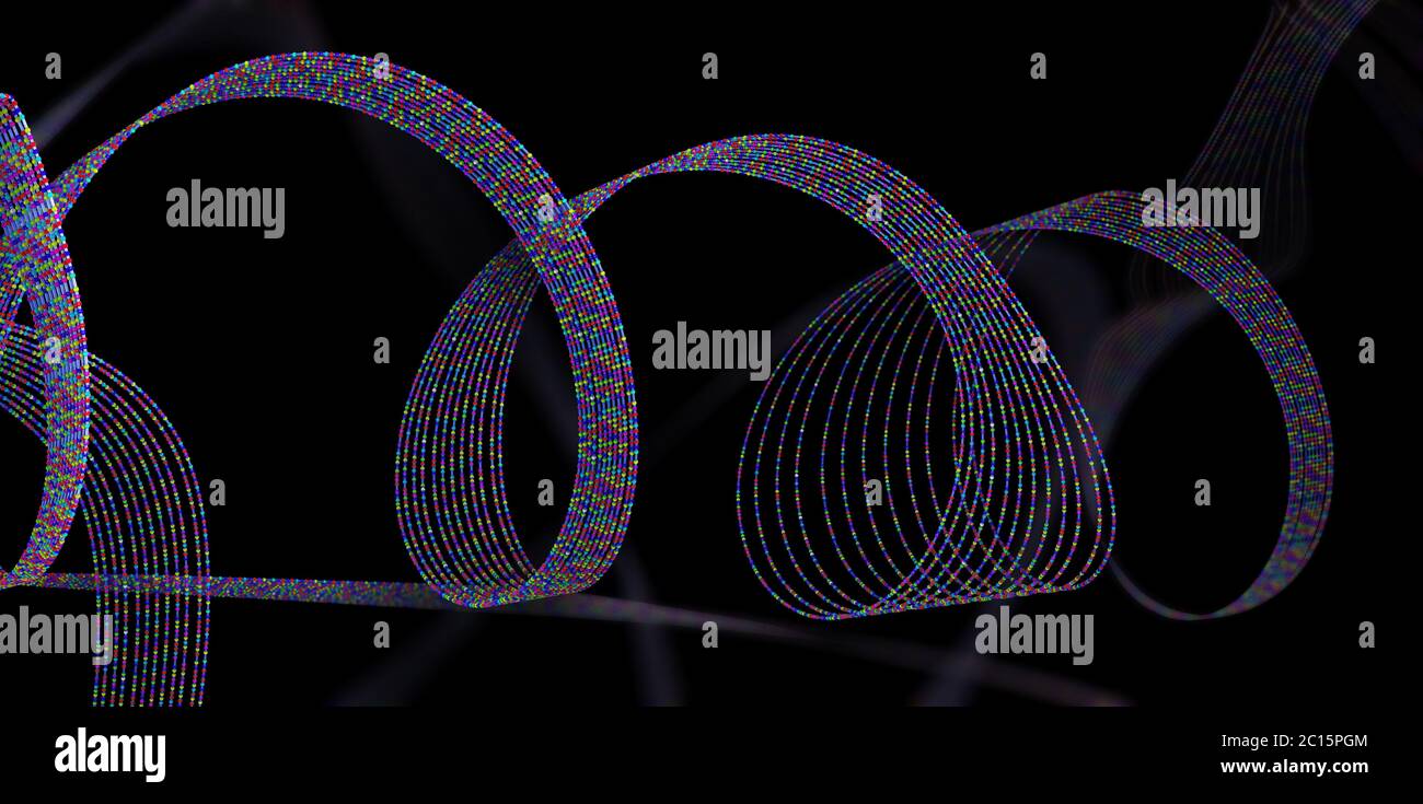 Chaîne d'acides aminés ou de molécules bio appelées protéines - illustration 3d Banque D'Images