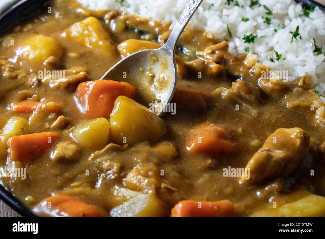 Poulet, bœuf et curry de porc japonais. Cuisine asiatique. Banque D'Images