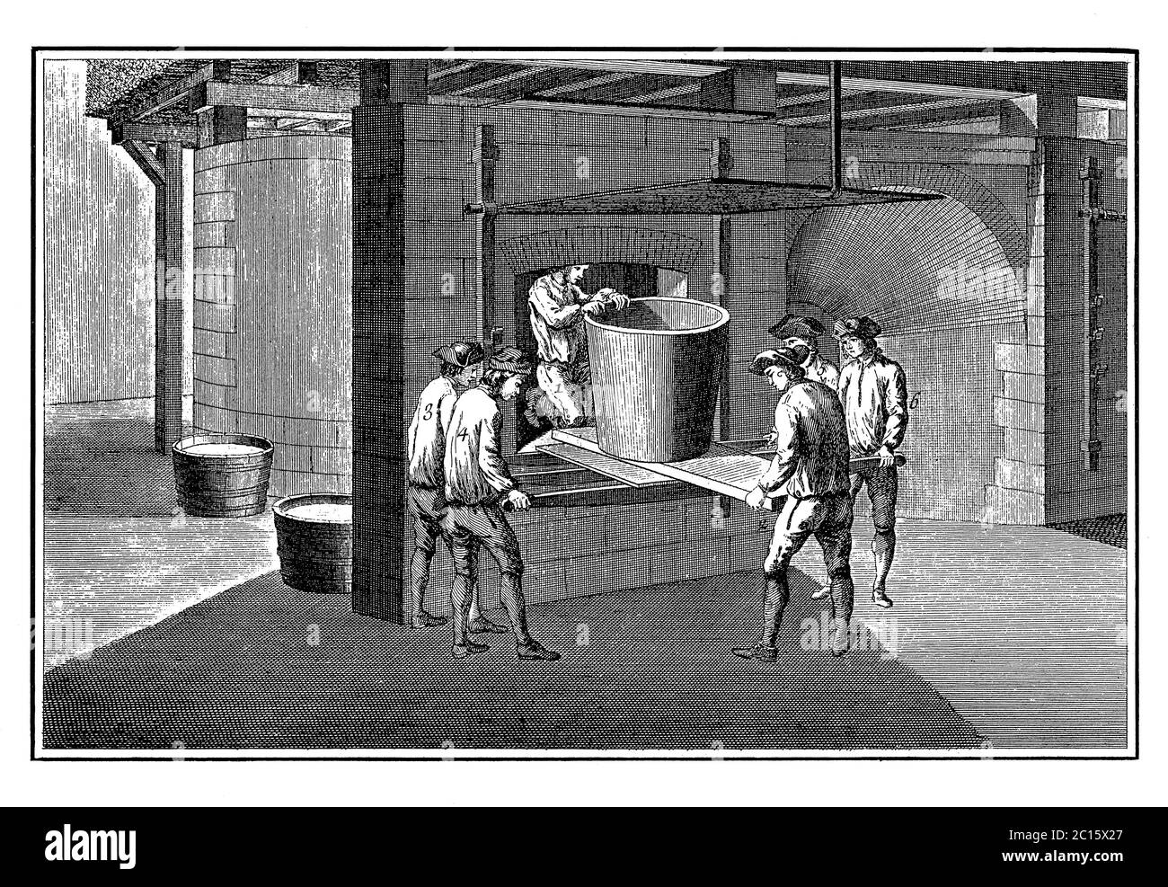 Illustration antique représentant le placement d'un pot dans le four avant de tirer. Publié dans 'A Diderot Pictorial Encyclopedia of Trades and Industry. Manu Banque D'Images Illustration antique représentant le placement d'un pot dans le four avant de tirer. Publié dans 'A Diderot Pictorial Encyclopedia of Trades and Industry. Manu Banque D'Images