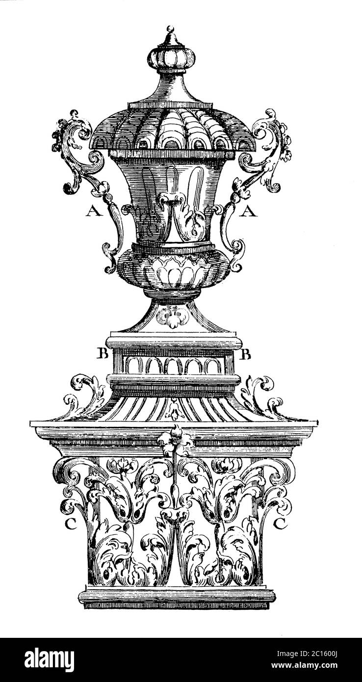 illustration du xviiie siècle d'un vase de jardin. Publié dans 'A Diderot Pictorial Encyclopedia of Trades and Industry. Fabrication et art technique Banque D'Images