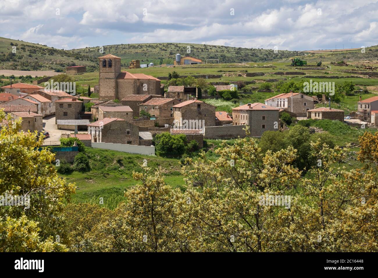 Village de Pobar dans la province de Soria, Espagne Banque D'Images