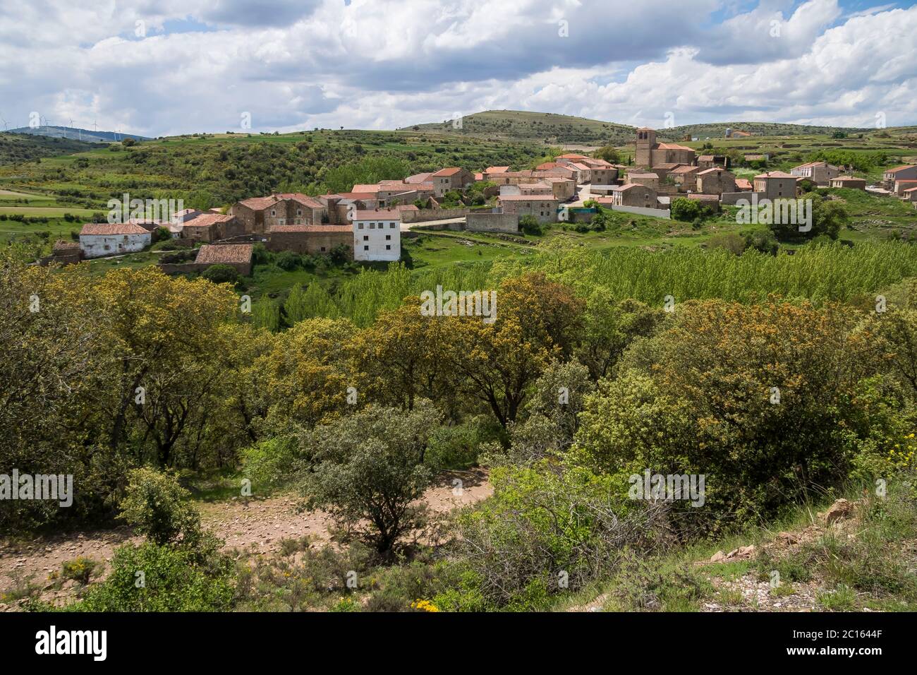 Village de Pobar dans la province de Soria, Espagne Banque D'Images