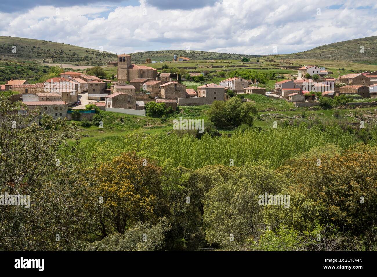 Village de Pobar dans la province de Soria, Espagne Banque D'Images
