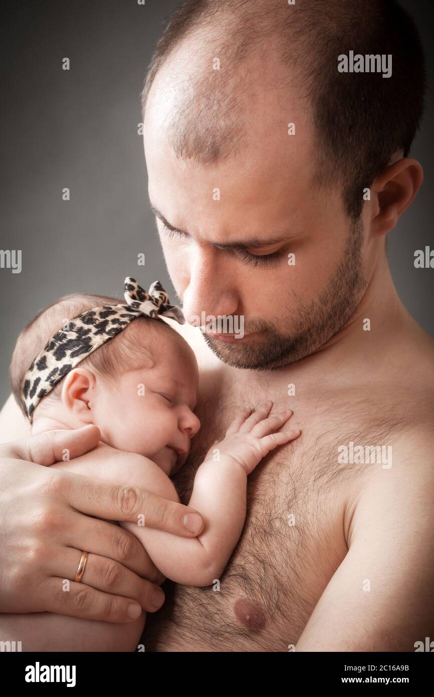 nouveau-né et père Banque D'Images