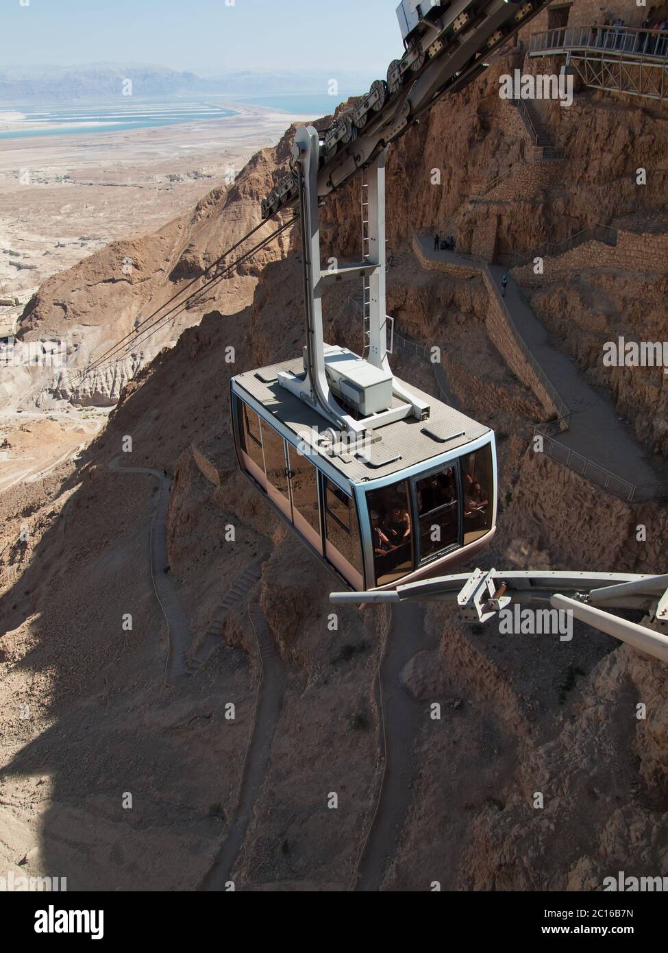 Funiculaire en forteresse Masada, Israël Banque D'Images