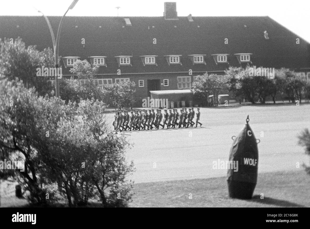Terrain de forage, base marine, septembre 1981, île de Borkum, Basse-Saxe, Allemagne Banque D'Images