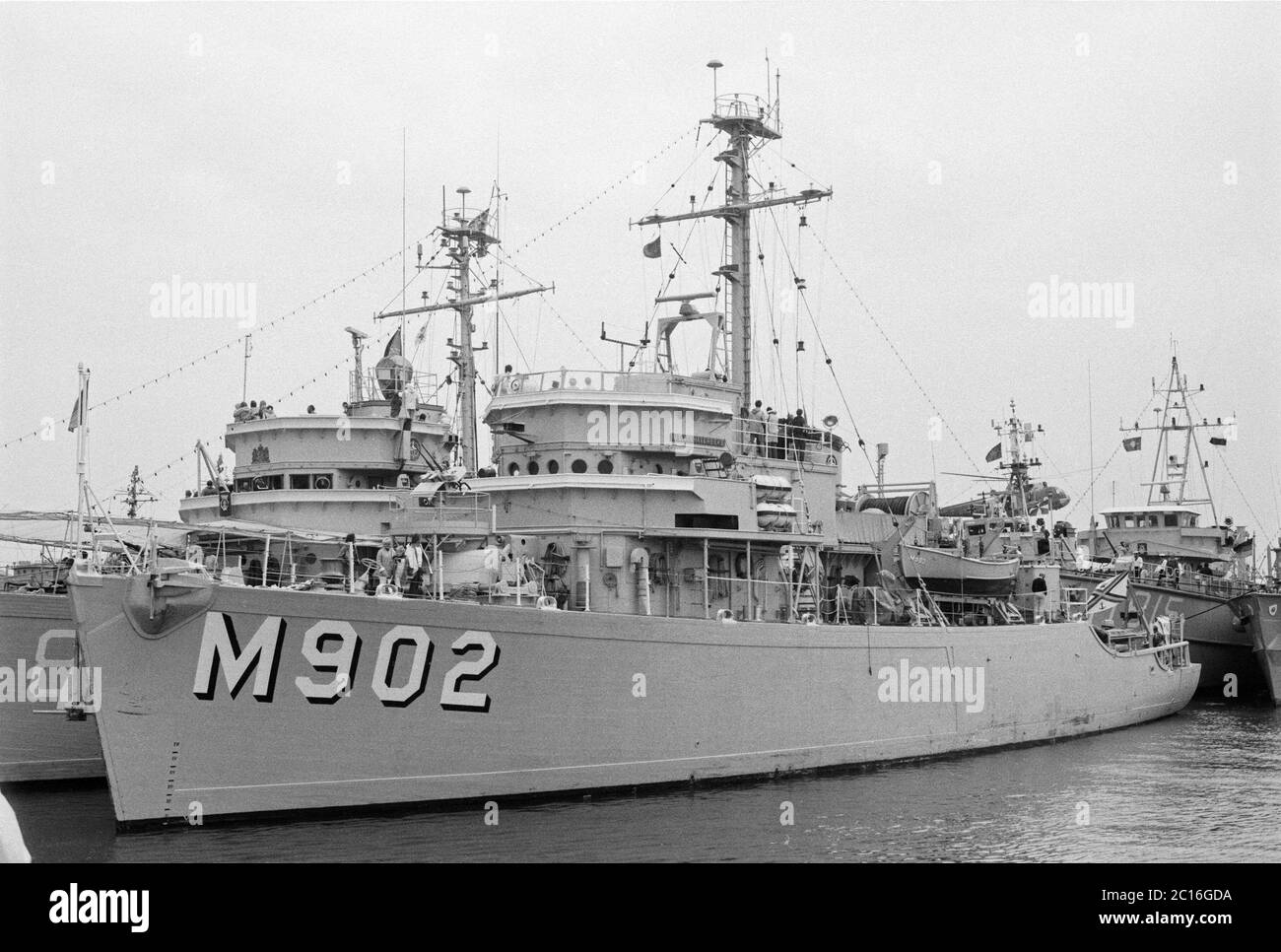 M 902, mine de classe MSO Van Haverbeke, base navale belge en visite, île de Borkum, 22 août 1981, Basse-Saxe, Allemagne Banque D'Images