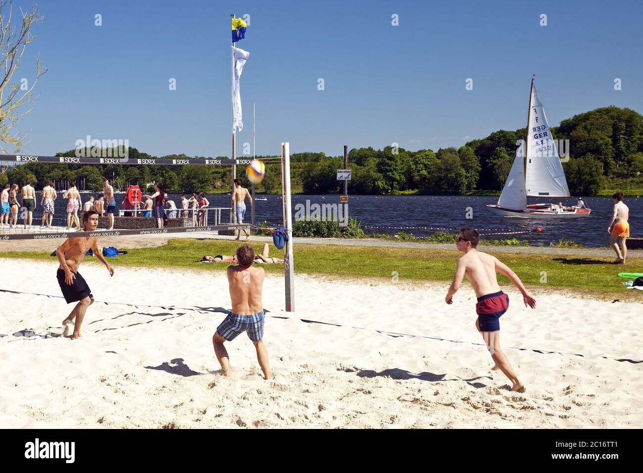 Beach-volley, plage mer Baldeney, Essen, Ruhr, Nordrhein-Westfalen, Germany, Europe Banque D'Images