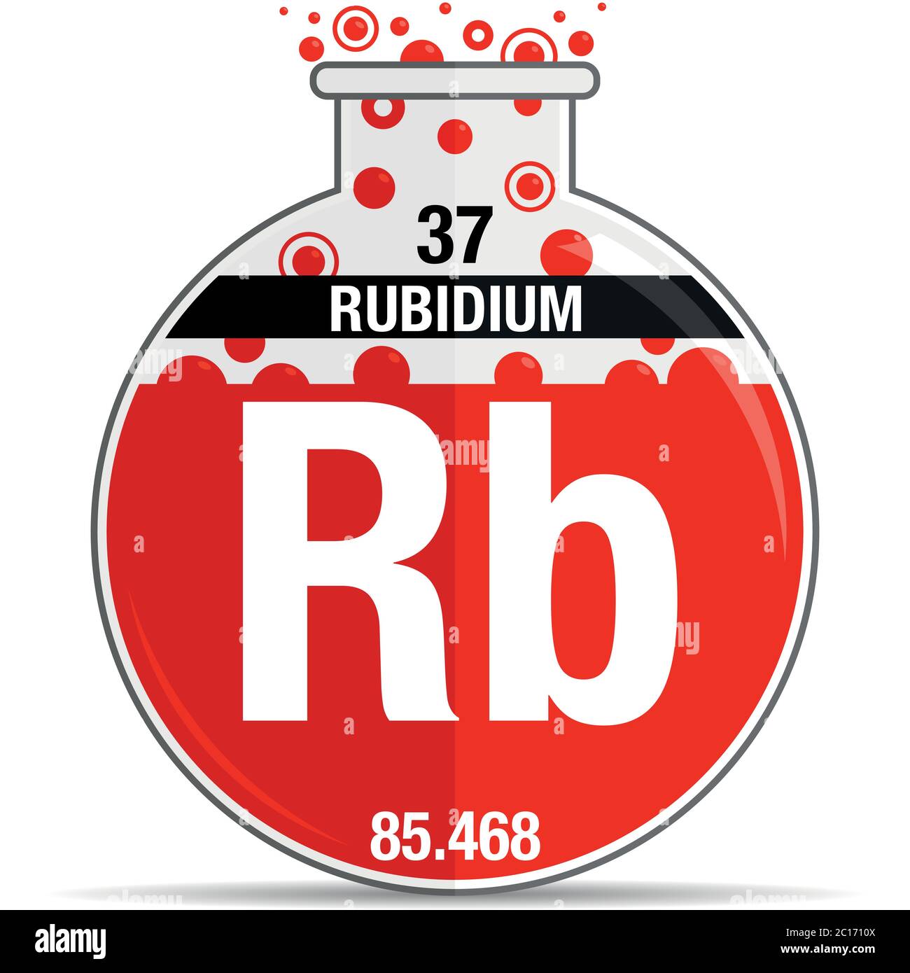 Symbole rubidium sur flacon rond chimique. Élément numéro 37 du tableau périodique des éléments - Chimie. Image vectorielle Illustration de Vecteur