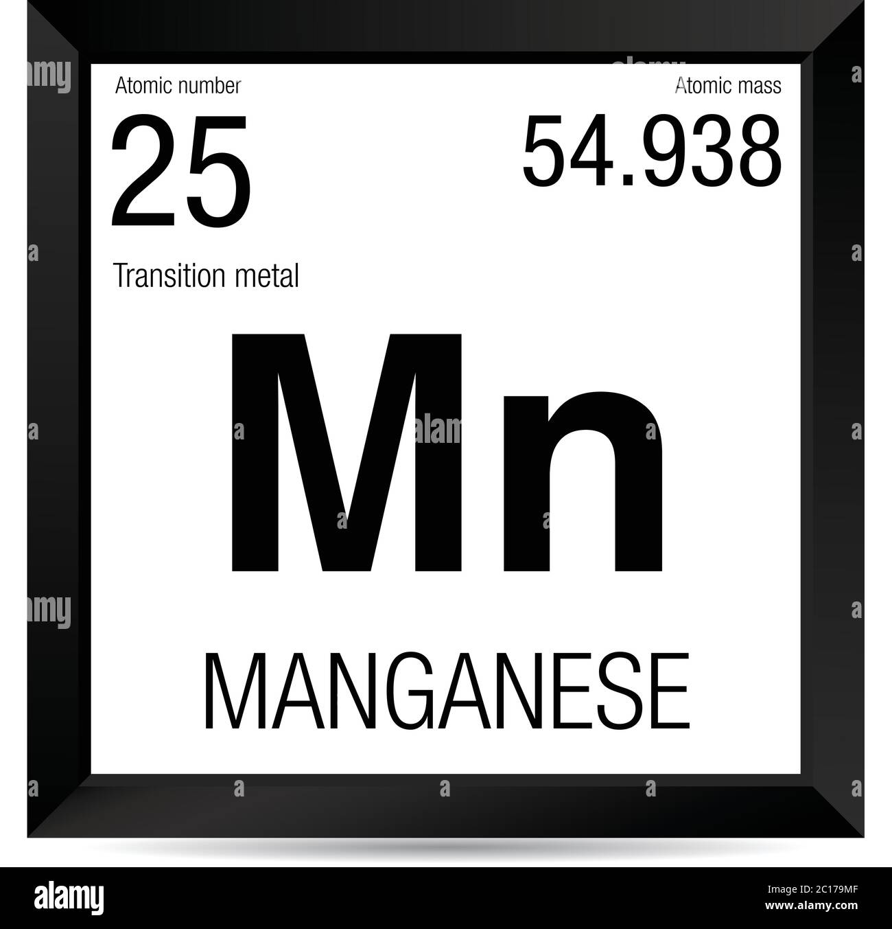 Symbole de manganèse. Élément numéro 25 du tableau périodique des — free download