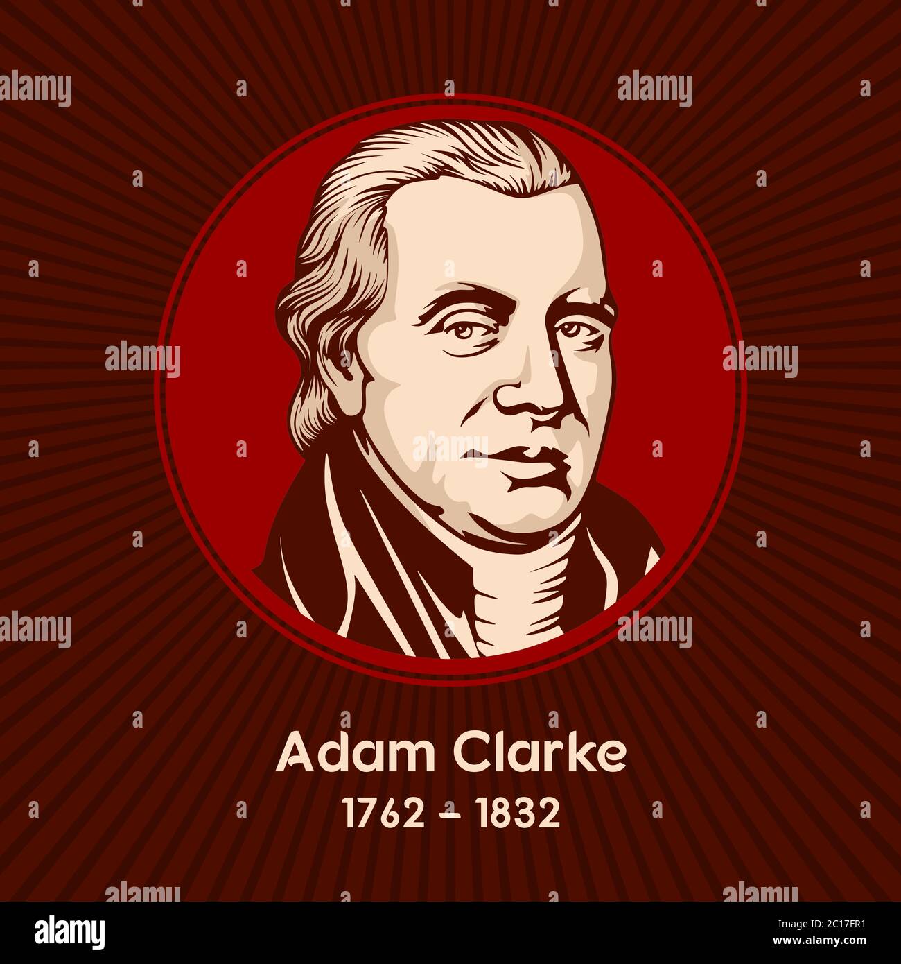 Adam Clarke (1762-1832) était un théologien méthodiste britannique et un érudit biblique. Illustration de Vecteur