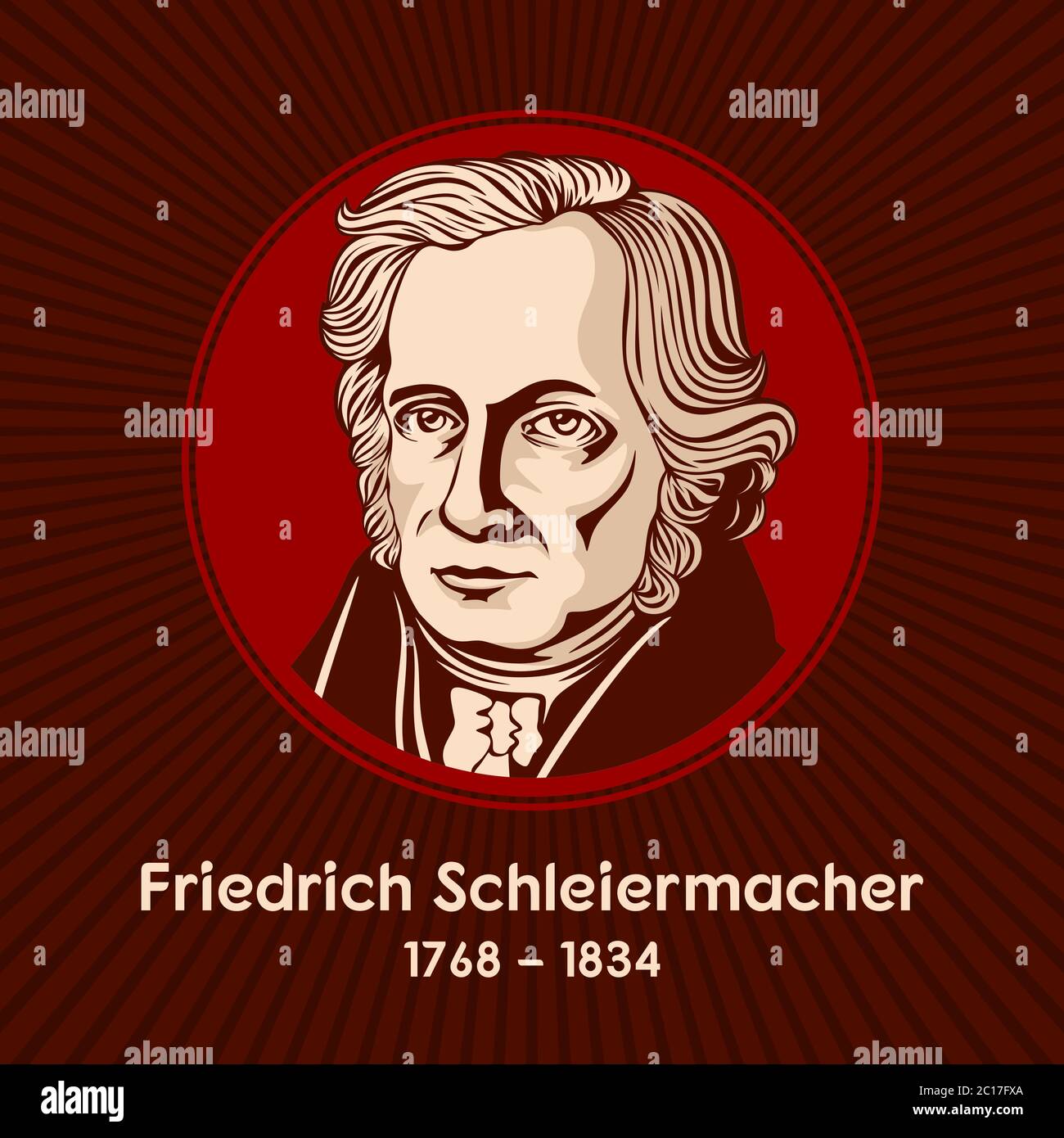 Friedrich Daniel Ernst Schleiermacher (1768-1834) était un théologien allemand, philosophe et érudit biblique connu pour sa tentative de réconciliation Illustration de Vecteur