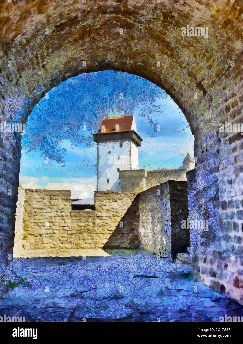 Estonie. Narva. Ancienne forteresse (XIIIe siècle) Banque D'Images
