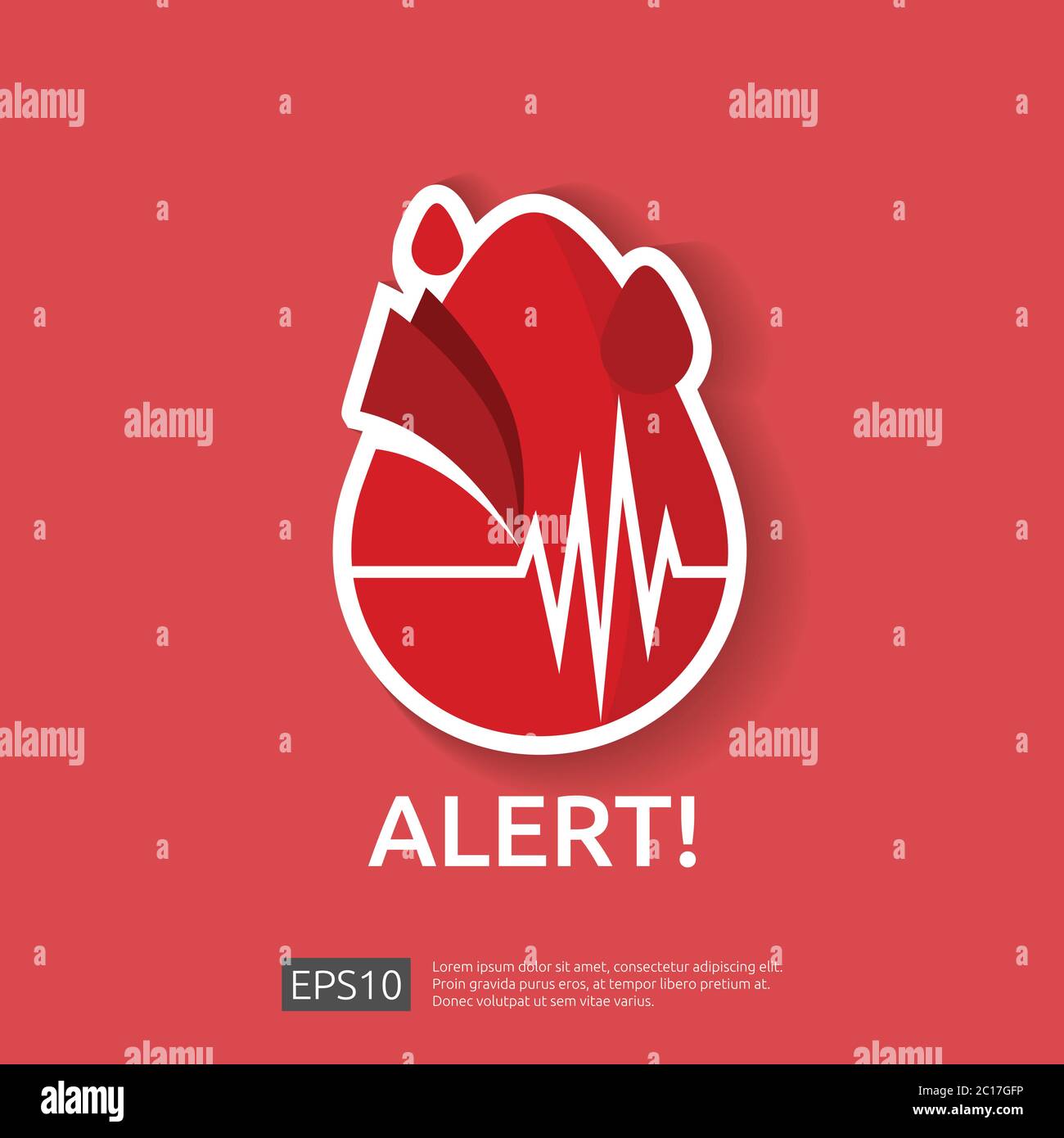 danger symbole d'alerte de crise cardiaque. icône de pouls ou de battement. cardiologie de soins cardiaques. concept de journée mondiale du cœur pour bannière ou affiche. Vecteur Illustration de Vecteur