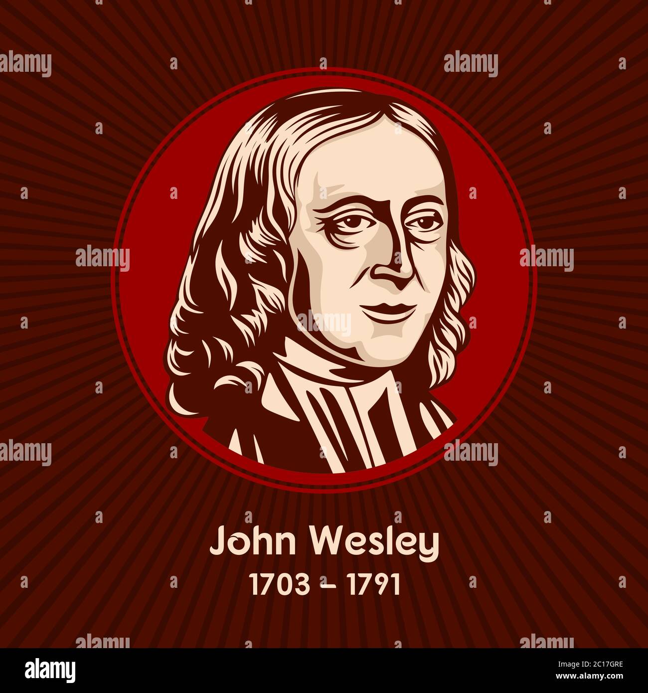 John Wesley (1703-1791) était un religieux, théologien et évangéliste anglais qui était un chef d'un mouvement de renouveau au sein de l'Église d'Angleterre Illustration de Vecteur