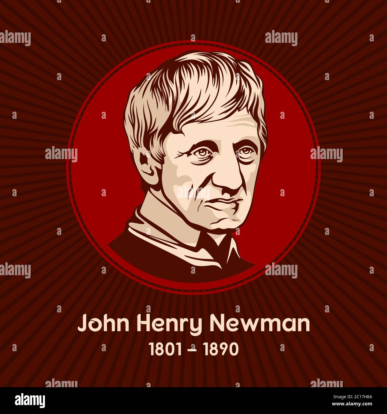 John Henry Newman (1801-1890) était théologien et poète anglais, d'abord prêtre anglican, puis prêtre et cardinal catholique. Illustration de Vecteur
