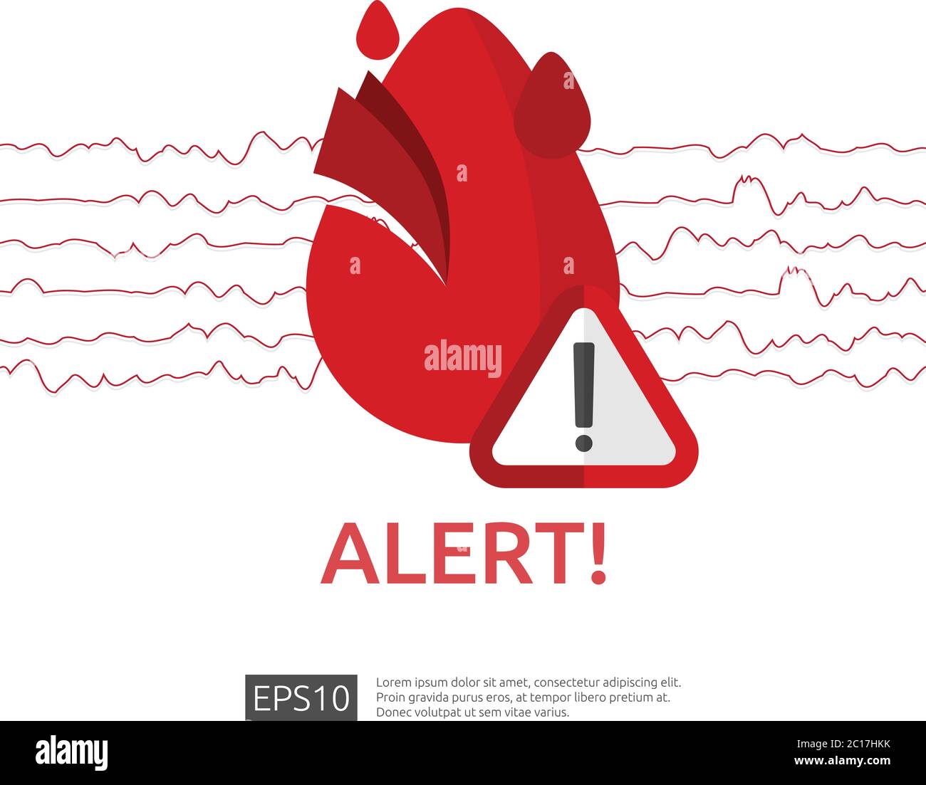 danger symbole d'alerte de crise cardiaque. icône de pouls ou de battement. cardiologie de soins cardiaques. concept de journée mondiale du cœur pour bannière ou affiche. Vecteur Illustration de Vecteur