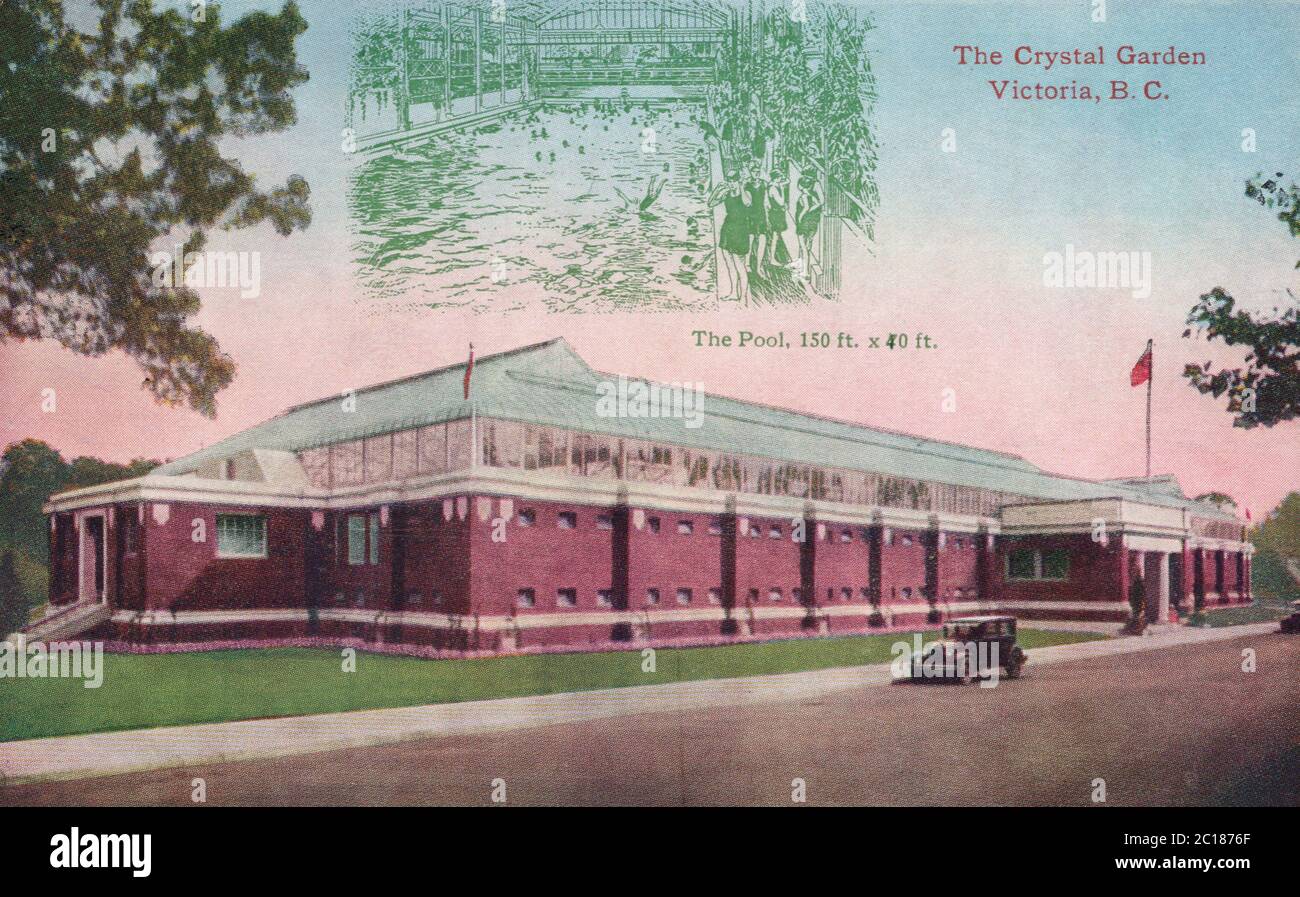 Le Crystal Garden, Victoria BC Canada, ancienne carte postale Banque D'Images