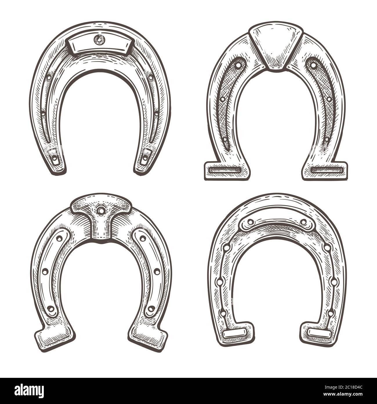 Esquisse de fers à cheval en acier Illustration de Vecteur