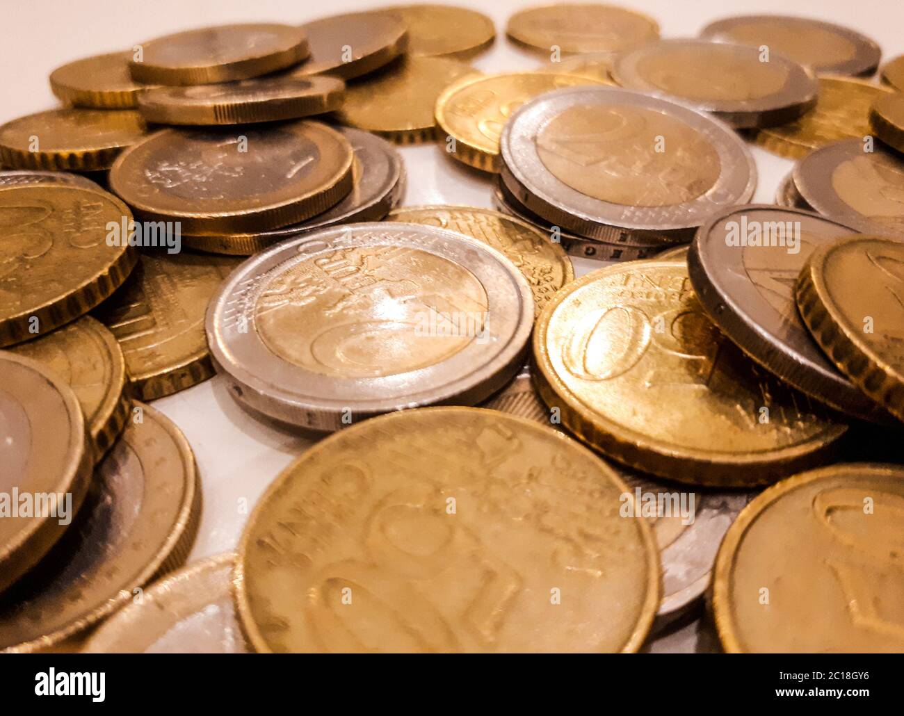 Pile de pièces en euro Banque D'Images