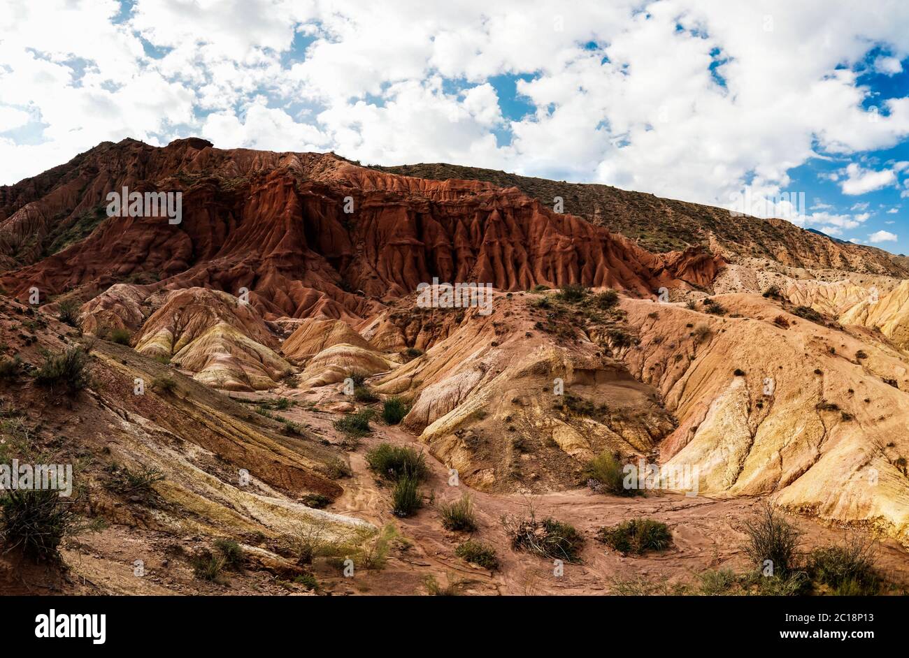 Panorama du canyon de Skazka aka Fairytale, Issyk-Kul Kirghizistan Banque D'Images