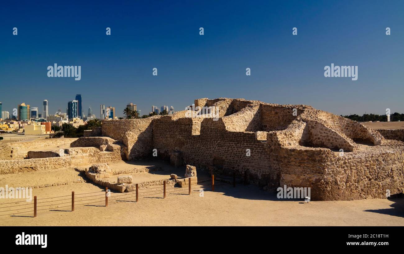 Ruines du fort de Qalat et de Manama, Bahreïn Banque D'Images