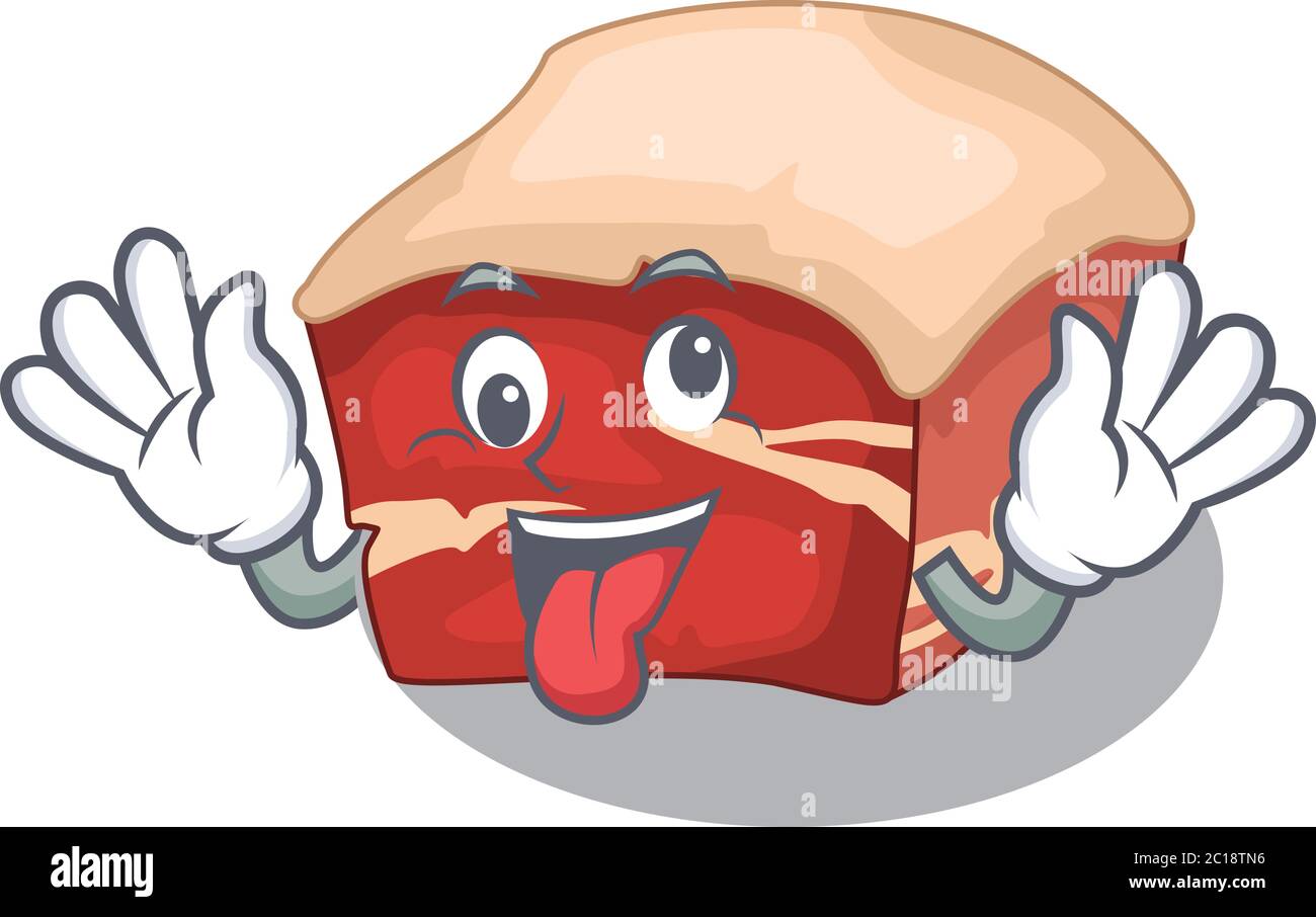Une mascotte de poitrine de porc ayant un drôle de visage fou Illustration de Vecteur